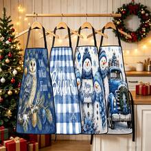4pcs Christmas, Santa Claus, Bell, Snowflake, Reindeer, Christmas Tree, Snowman, Penguin, Gingerbread Man, Nutcracker, Christmas Animal Pattern Aprons, Suitable For Home Decor And Kitchen Use. Designed As Sleeveless Style, Perfect For Home Kitchen, Outdoor BBQ Cooking. This Printed Apron Is Unisex, Machine Washable And Reusable, Essential Kitchen Accessory - Multicolor - View 8