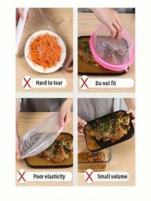 500/300/200/100/36/5 Sets Disposable PE Elastic Plastic Food Covers, Stretchable Bowl Lids, Suitable For Plates, Bowls And Containers Fresh-Keeping Sealing Covers, Mixed Color Kitchen Food Covers, Leftover Storage, Refrigerator Food Covers - Multicolor - View 11