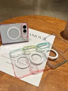 奢華漸層透明糖果色手機殼,適用於 iPhone Duo Fold,時尚透明保護後蓋 - 上綠下藍 - 查看 5