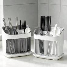 1pc Waterproof & Breathable Kitchen Dish Drying Rack With Drip Tray, Multi-Compartment Countertop Utensil Drainer, Transparent Visible Cutlery Storage Organizer For Knives, Forks, Chopsticks And Tableware, Space-Saving - Multicolor - View 4