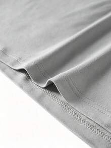 Camiseta de bloques de color vintage para hombres, tela de punto transpirable, diseño de cuello redondo regular, adecuada para uso diario - Gris - Ver 6