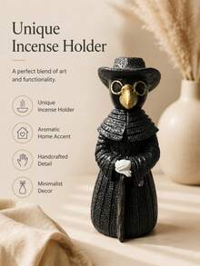 1pc Steampunk Plague Doctor Incense Burner, Black & Gold Color Scheme, Living Room Bedroom Office Bookshelf Countertop Desktop Decoration Ornament, Creative Gift, Relaxing Atmosphere, Dark Academia Gothic Style - 1PC2 - View 5