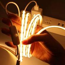 1pc, 1m-3 Meters, Ultra-Thin LED Strip Light, Multicolor Options, Touch Switch Adjustable Brightness, Button Switch Non-Adjustable Brightness, Bedroom, Living Room, Room, Bedside, Lighting Decoration, 320 LEDs Per Meter, Linear Light, 180 Degree Light Emission - white light - View 2