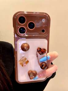 Early Autumn Vibe 3D Maillard Geometric Phone Case Compatible With Iphone 18 Pro Max, 17 New, 18 Pro, 15 PM, 16 Pro, 15, 17 Pro, Korean-Japanese Style, Niche Artistic INS Style Full Coverage Protective Cover - Brown - View 2