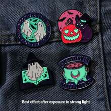 Glow In The Dark Halloween Ghost Black Cat Creative Brooch Badge Pin Funny Accessory For Clothes Bags Gift Festival - Multicolor - View 3