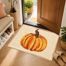1pc Autumn Pumpkin Print Faux Wool Rug, Large Orange Pumpkin Pattern Carpet, Thanksgiving Harvest Rustic Farmhouse Style Home Decor, Suitable For Entryway, Kitchen, Living Room, Bedroom - Multicolor - View 5