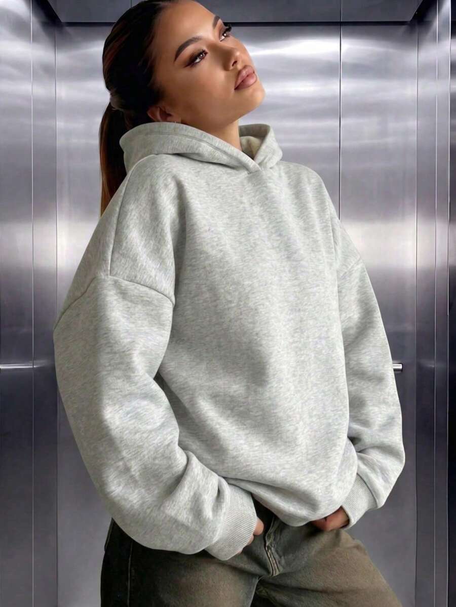 Women's Comfortable Loose Long Solid Color Sweatshirt Fall Casual