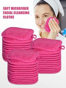 12/6/3/1pc Reusable Microfiber Makeup Remover Pads, Edged‑Design Soft Washable Facial Cleansing Pads, Portable‑Loop Design Cosmetic Pads For Makeup Removal, Beauty Supplies For Home & Travel Use - Multicolor - View 1