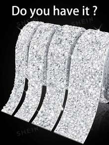 1 Roll DIY Self-Adhesive Rhinestone Tape, Silver Resin Rhinestone Strip, Shiny Crystal Rhinestone Sticker Roll, Glossy Rhinestone Decorative Edge, Suitable For Crafts, Fabric, Shoes, Clothing, Car, Bottle, Phone, Cake, Birthday, Wedding Decoration (Silver) - Silver/ 1 Yard Silver (3cm/91cm) - View 7