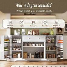 Ts Credenza Bufetera Cajones Organizador Almacenamiento - Blanco - Ver 7
