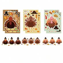 6pcs Thanksgiving Stickers Turkey Pumpkin Corn Maple Leaf Decals DIY Decoration Stickers Holiday Party Gift Bag Filler Toy Stickers Handmade Stickers - Multicolor - View 3