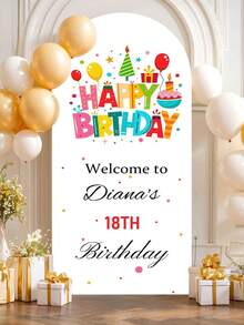 Custom Fabric Arch Welcome Sign Featuring 2D Printing; A Vibrant, Colorful Birthday Arch Backdrop That Can Be Printed With Any Text; Personalized Curved Fabric Cover; A Unique, Stretchy Party Decoration - Multicolor - View 7