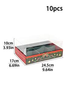1pc/4pcs/10pcs Christmas 6-Grid Box With Lid, 4-Compartment Design For Cookies, Candy, Chocolate, Baking Shop Gift Paper Box - View 20