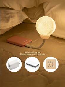 USB Smart Night Light With Adjustable Gooseneck; Voice-Controlled Mini Night Light Featuring Three Lighting Modes And English Voice Control Support; A Creative Plug-In Moon Lamp And USB Bedside Light With Preset Settings.Decorative Room Lights - Multi-color - View 10