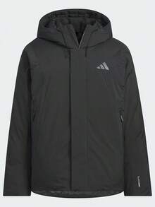 Adidas Men's Long Sleeve Pocket Hooded Thick Down Jacket - Black - View 3