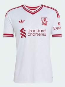 Adidas Men's LFC A JSY Short Sleeve Knit Collarless T-Shirt TKA6860 - Red and White - View 2