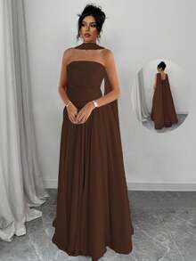 Women Long Dresses - Coffee Brown - View 6