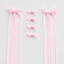 6pcs Blue Bow Hair Clips Sweet Girl Hair Accessories Double Ponytail Braid Ribbon Hair Clips Alligator Hair Clips - Multicolor - View 3