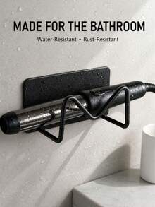 No-Drill Wall-Mounted Curling Iron/Hair Straightener Storage Rack With Self-Adhesive Hook, Multi-Function Metal Bathroom Hook, Bathroom Cabinet/Glasses Storage Rack, Strong Adhesive Hair Straightener Holder, Can Be Installed Under Sink, Multi-Purpose Hair Tool Wall Storage Rack - Multicolor - View 4