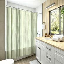 1 buah Tirai Mandi Motif Garis, Desain Minimalis, Tirai Mandi Tahan Air, Cocok untuk Sekat Bak Mandi, Dekorasi Kamar Mandi dan Aksesoris Kamar Mandi, Dilengkapi dengan 12 Pengait, Hadiah Dekorasi Rumah - MultiWarna - View 4