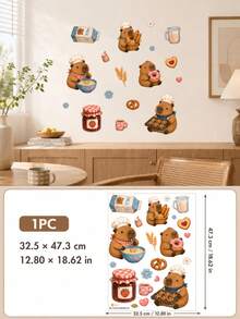 SUPSTICKER 1PC 4 Styles Capybara Wall Stickers, Cute Cartoon Peel & Stick Removable Wall Decals For Bedroom, Living Room, Furniture & Home Decor - 1PC - View 12