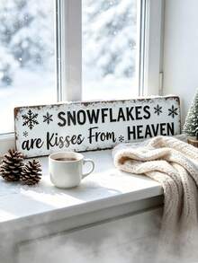 Christmas Yard Decor Sign, "Snowflakes Are Kisses From Heaven", Large Rustic Farmhouse-Style Winter Decoration, For Indoor And Outdoor Christmas Decor, Home Decor, Room Decor, Wall Decor, Bar Decor, Cafe Decor - Multicolor - View 5