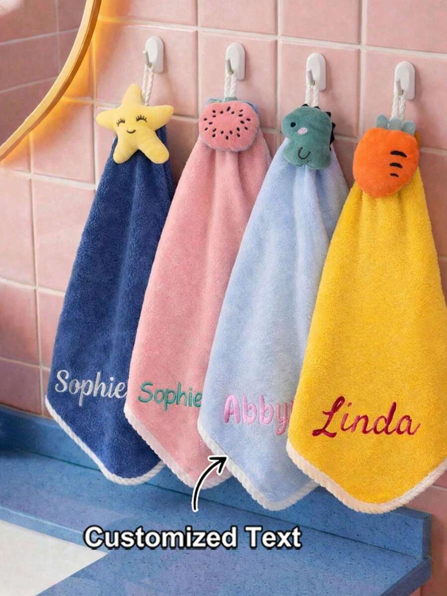 Personalized Embroidered Hand Towel, Customized Name Hanging Towel, Suitable For Bathroom And Kitchen, Wedding Gift, Home Gift, Christmas Gift For Her - Multicolor - View 1