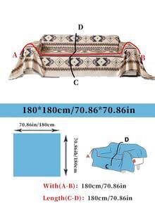 1pc Bohemian Style Sofa Throw Blanket, All Season, Pet Friendly, Dustproof Sofa Cover, With Tassels, Suitable For Living Room And Kitchen, Machine Washable, Sofa Blanket - Grey - View 11