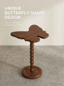 1pc French Vintage Butterfly Wooden Side Table, Low Table With Vintage Rotating Bearing Base, Suitable For Sofa, Bedroom Nightstand, Living Room Decor And Other Scenes, Small Decorative Drink Table, Round Base Design, Combining Practicality And Aesthetics - Multicolor - View 8