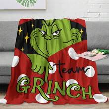 The Grinch Soft & Comfortable 1pc All-Over Print Modern Flannel Christmas Nap Blanket - Christmas Tree - Polyester Nap Blanket - Digital Print Technology, Suitable For Sofa, Bed, Travel, Office Home Decor - Multicolor - View 6