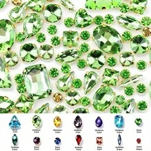250pcs/Pack, Assorted Shapes, Multi-Color Rhinestones, Colorful Hand-Sewn Crystals, Gold Claw, Clothing, Apparel, Shoes, Hats, Bags DIY Materials, Accessories - Assorted Shapes Gold Claw 250pcs - View 18