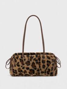 Vintage Leopard Print Baguette Shoulder Bag, Suitable For Autumn/Winter Daily Commute, Shopping, Party And Street Style Outfits - Multicolor - View 2