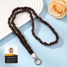 Scrunchie Fabric Neck Lanyard , Teacher Lanyard With Clear ID Badge Card Holder, Leopard Checkerboard Print Solid Color Neck Strap For Work ID Card Ke - Multicolor - View 23
