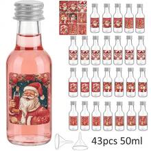 43pcs Christmas Themed Plastic Wine Bottles, Divided Into Bottles, Drinking Bottles, Leak Proof, Portable, Reusable, Multi-Purpose, Suitable For Storing Whiskey And Beverages, Suitable For Christmas Gatherings, Party Decorations, And Daily Use - White H - View 3