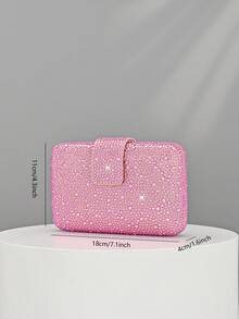 Pink-Cute Crystal Box Clutch Mini Rhinestone Handbags For Women Party Wedding Evening Bag For Weeding,Party,Valentine's Day Best Gift - Multicolor - View 6