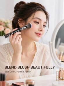 Dual-Ended Makeup Brush Set, Angled Foundation & Contour Brush, Blush, Nose Contour, Highlighter, Multi-Function Tool, Soft Synthetic Bristles, Suitable For Blending & Shaping, Home, Salon, Travel Use, Gift For Women, Girls, Makeup Enthusiasts, Valentine's Day, Mother's Day - Multicolor - View 6
