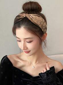 1/2PCS Vintage Floral Print Knotted Wide Headband, Korean Style Elegant Fashion Versatile Hair Accessory For Women - Multicolor - View 5