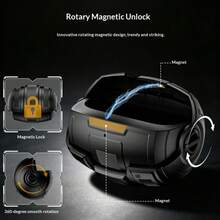 Compatible With Airpods 4 5 Pro Pro 2 Pro 3 Case, 360° Rotating Magnetic Lock Mecha Shockproof Cover Includes An Anti-Lost Lanyard - Multicolor - View 2