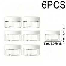 6pcs Small Travel Refillable Containers, Transparent Plastic Jars, Reusable Plastic Storage Containers, Round Plastic Jars, Kitchen Home Storage Containers, Black/White/Clear Screw Cap Sample Jars, 4 Sizes, Makeup Sample Dispenser Boxes - View 22