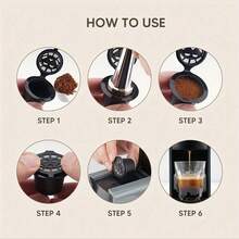 SOKANY 5 Pieces Of Reusable Coffee Capsule Shell, Can Be Filled With Coffee Powder, 6-Hole Water Inlet, 304 Stainless Steel Strainer, Measuring Spoon And Cleaning Brush, Suitable For Medium Roasting/Deep Roasting/Ultra-Fine Grinding - View 7