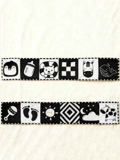 My First Black & White High Contrast Soft Book, Cloth Book Toy, Suitable For Tummy Time, Black & White Baby Cards, Foldable Educational Activity Cloth Book, Suitable For Baby Boys, Girls And Toddlers
