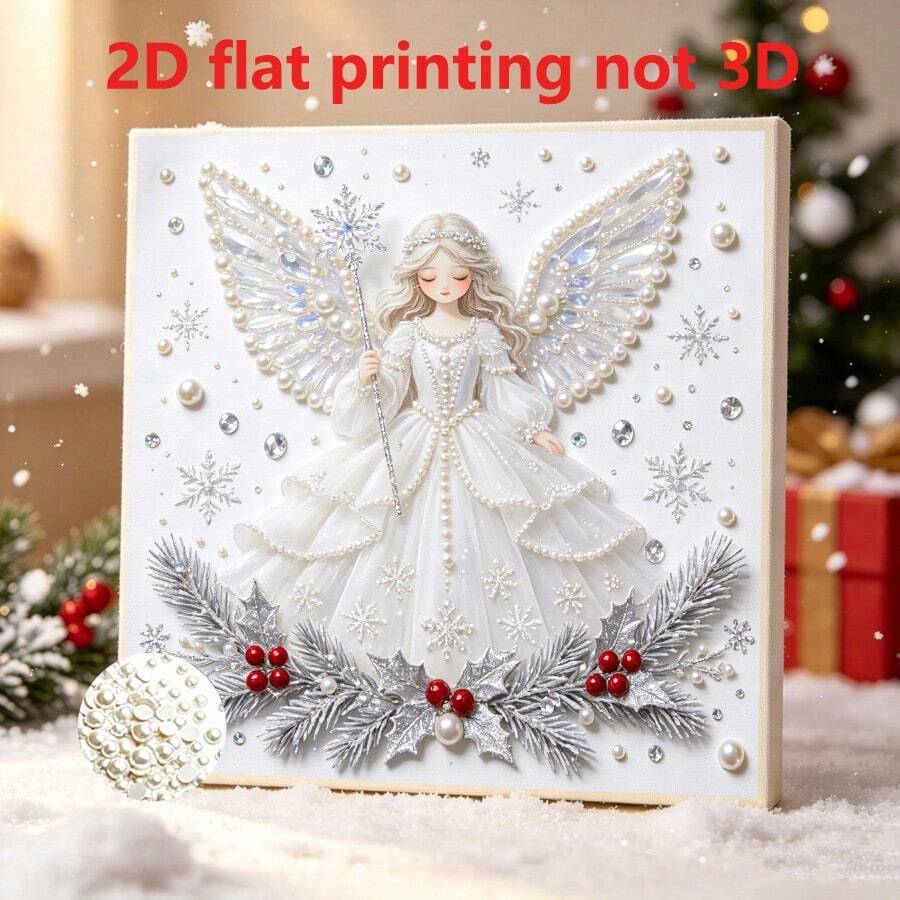 1pc 2D Flat Printed DIY Frameless Pearl Painting Kit, Snowman Pattern Handmade Set, Holiday Home Wall Decor, Holiday Handmade Gift