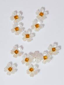 20/50/100pcs/Bag, 15mm Five-Petal Bauhinia Flower, Gold Base Claw Set With Light Yellow Rhinestone Resin Flower, No-Hole Pearl Flower, For Clothing Decoration - Yellow Diamond Bauhinia - View 4