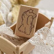1pc Wooden Bear Stamp, For DIY Craft Scrapbooking Card Making,Journal Notebook,Back To School,Art Supplies,School Supplies - Multicolor - View 3