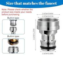 22mm Internal Thread/24mm External Thread Fine Thread Tap Adapter, -Plated Faucet Quick Connector, Kitchen Sink Mixer Tap Accessory, Washing Machine And Water Pipe Connector - Round - View 9