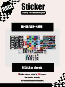 6 Sheets/Set Racing Theme Sticker Set, HAM, GAS, COL, NOR, PIA, SAI, VER, ANT, LEC STICKER, Driver Names, Driver Numbers, Suitable For Laptops, Stationery, Phones, Water Bottles, Helmets - Racing Theme Decal - View 9