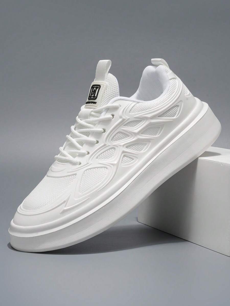 Men's Fashion Casual Sports, College Style Comfortable Skate Shoes, Suitable For Outdoor Sports, Gym, Work, Party, Birthday Gift - White - View 1