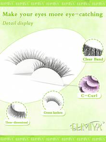 10 Pairs Transparent Stem Cross-Style Eye-Elongating False Eyelashes, Soft And Comfortable - Black - View 8