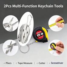 Bộ 2 móc khóa dụng cụ cầm tay đa năng bằng thép không gỉ, kìm gấp kèm thước dây thu gọn mini 1m, dụng cụ thủ công bỏ túi nhỏ gọn cho cắm trại, leo núi, làm đồ handmade tại nhà và sửa chữa khẩn cấp - Kìm đa năng - Xem 2