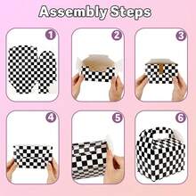 12pcs Black & White Checkered Gift Boxes, Racing Theme Party Snack Boxes, Party Favor Boxes, DIY Gift Bags, Triangle Snack Boxes With Handles, Suitable For Birthday Party Decoration, Halloween, Christmas Decoration - A - View 4